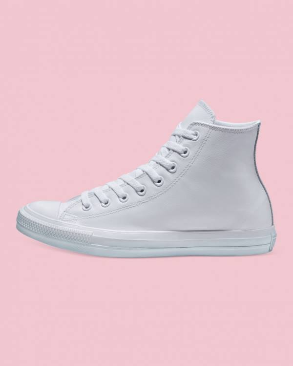 Zapatillas Altas Converse Chuck Taylor All Star Cuero Tenis Blancas | CV-486YUP