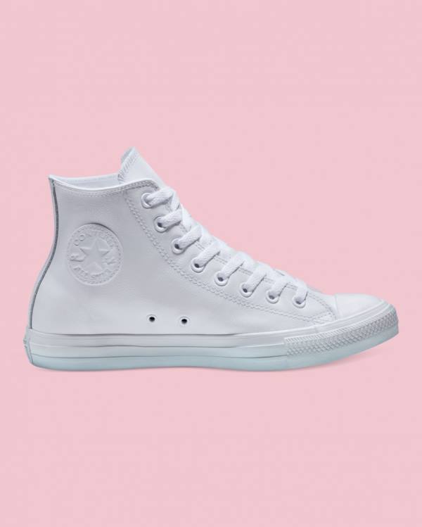 Zapatillas Altas Converse Chuck Taylor All Star Cuero Tenis Blancas | CV-486YUP