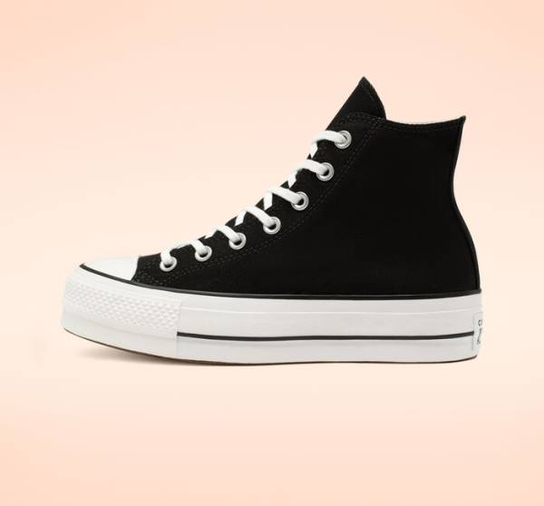 Zapatillas Altas Converse Chuck Taylor All Star Lift Plataforma Lona Tenis Negras Blancas | CV-589NRU