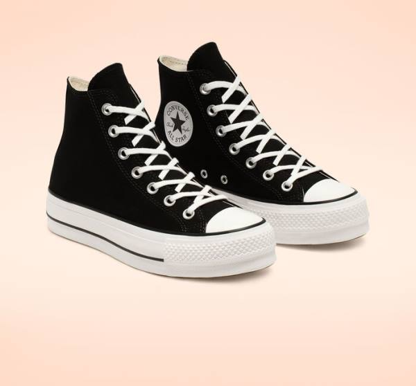 Zapatillas Altas Converse Chuck Taylor All Star Lift Plataforma Lona Tenis Negras Blancas | CV-589NRU