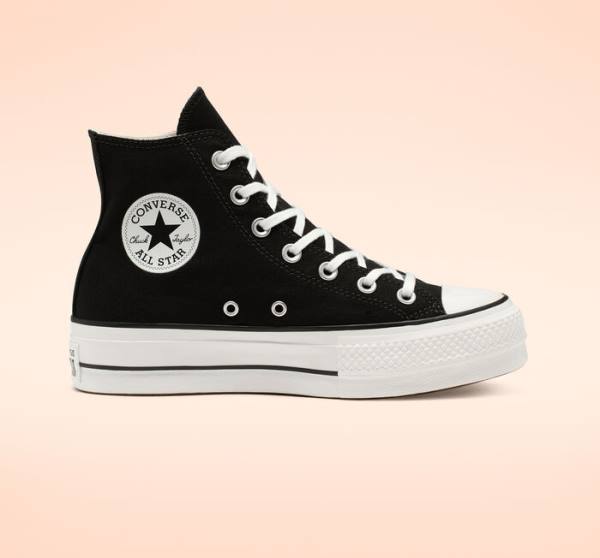 Zapatillas Altas Converse Chuck Taylor All Star Lift Plataforma Lona Tenis Negras Blancas | CV-589NRU