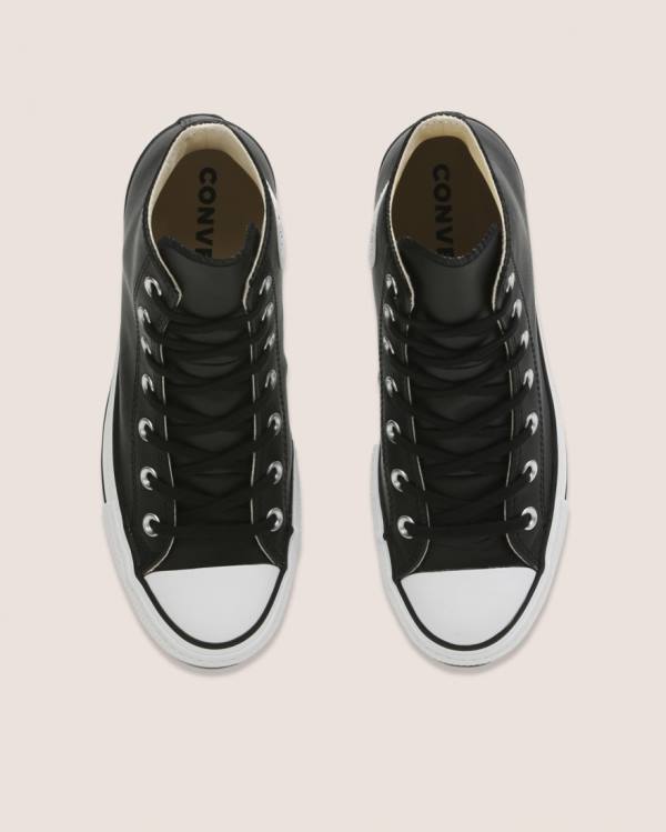 Zapatillas Altas Converse Chuck Taylor All Star Lift Clean Cuero Tenis Negras | CV-673GBI