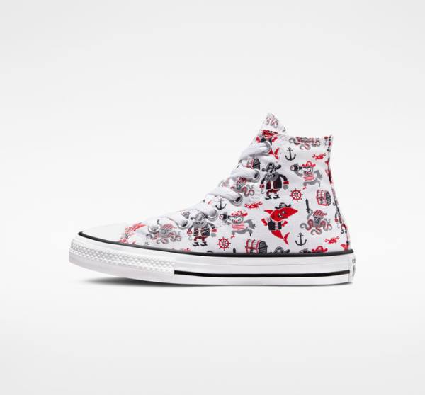 Zapatillas Altas Converse Chuck Taylor All Star Pirates Tenis Blancas Rojas Negras | CV-829COP