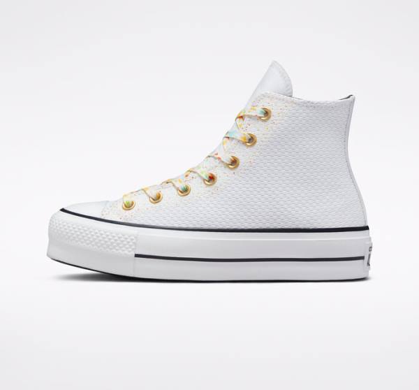 Zapatillas Altas Converse Chuck Taylor All Star Lift Plataforma Splatter Tenis Blancas Blancas | CV-918DEG