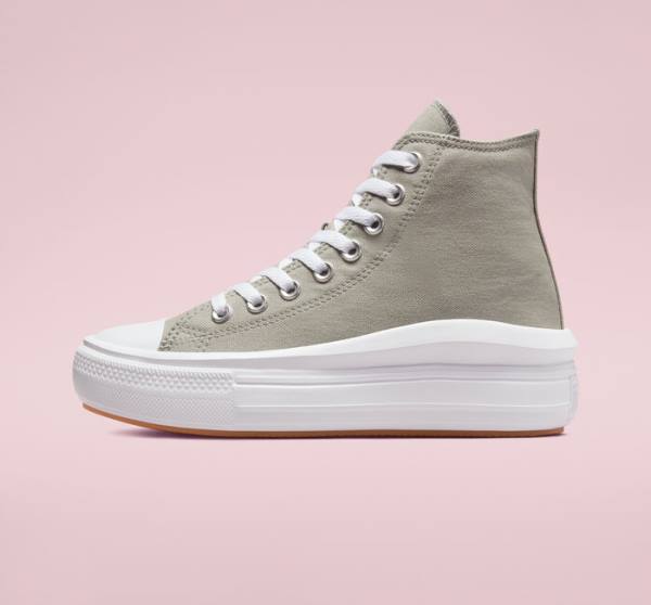 Zapatillas Altas Converse Chuck Taylor All Star Move Plataforma Seasonal Color Tenis Verde Oliva Blancas Blancas | CV-960AZL