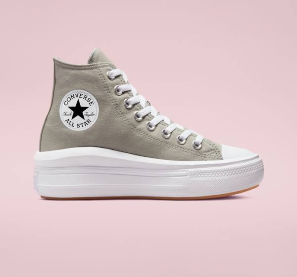 Zapatillas Altas Converse Chuck Taylor All Star Move Plataforma Seasonal Color Tenis Verde Oliva Blancas Blancas | CV-960AZL