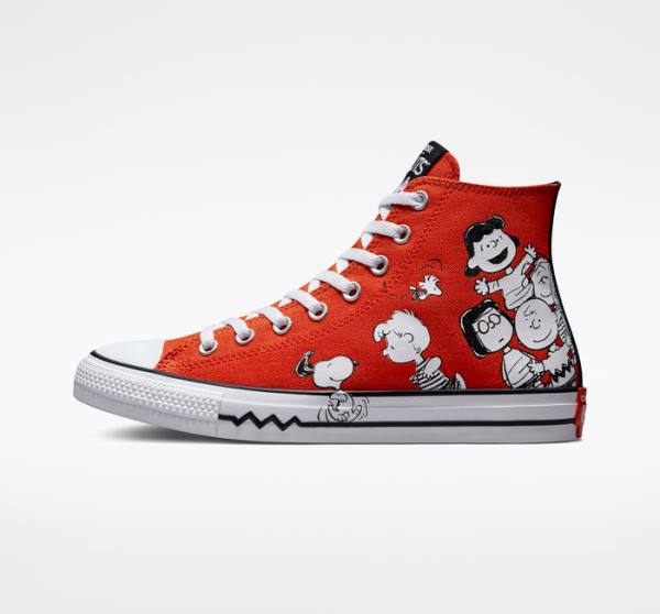 Zapatillas Altas Converse Peanuts Chuck Taylor All Star Tenis Rojas Negras Blancas | CV-046HQN