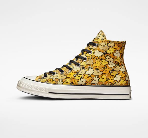 Zapatillas Altas Converse Peanuts Chuck 70 Tenis Amarillo Doradas | CV-537REK