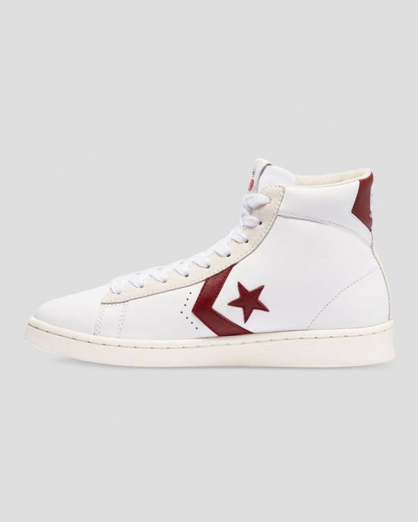 Zapatillas Altas Converse Pro Cuero Italy Tenis Blancas Rojas | CV-094QKX