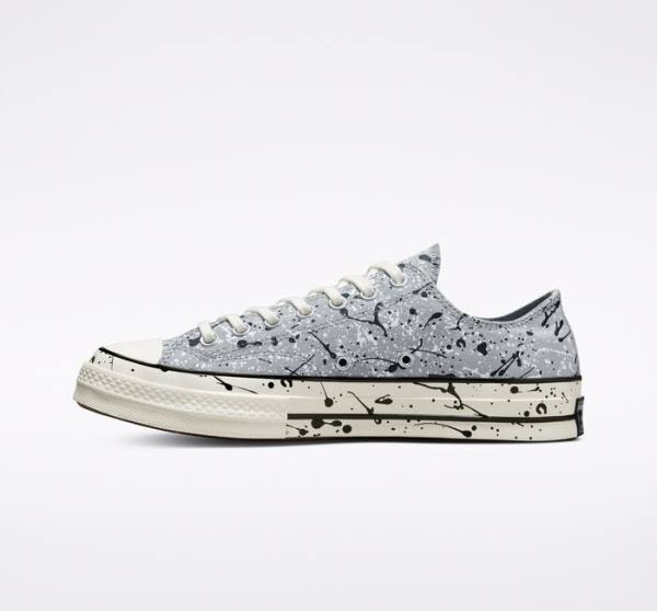 Zapatillas Bajas Converse Chuck 70 Archive Paint Splatter Tenis Gris Negras Blancas | CV-253SVW