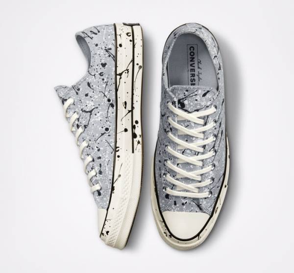 Zapatillas Bajas Converse Chuck 70 Archive Paint Splatter Tenis Gris Negras Blancas | CV-253SVW