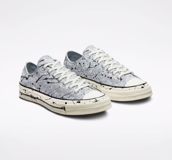 Zapatillas Bajas Converse Chuck 70 Archive Paint Splatter Tenis Gris Negras Blancas | CV-812XJT