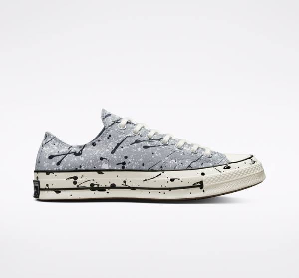 Zapatillas Bajas Converse Chuck 70 Archive Paint Splatter Tenis Gris Negras Blancas | CV-812XJT