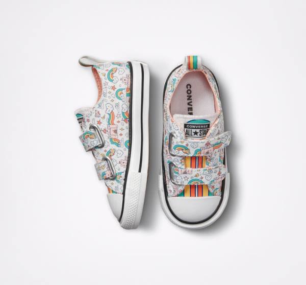 Zapatillas Bajas Converse Chuck Taylor All Star Easy-On Rainbow Castles Tenis Blancas Rosas Turquesa | CV-230BGP