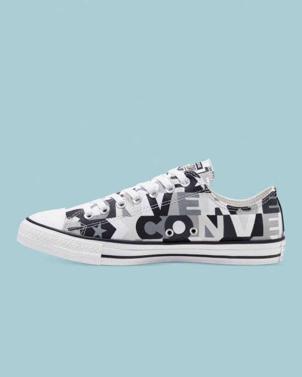 Zapatillas Bajas Converse Chuck Taylor All Star Logo Print Tenis Negras | CV-437SMH