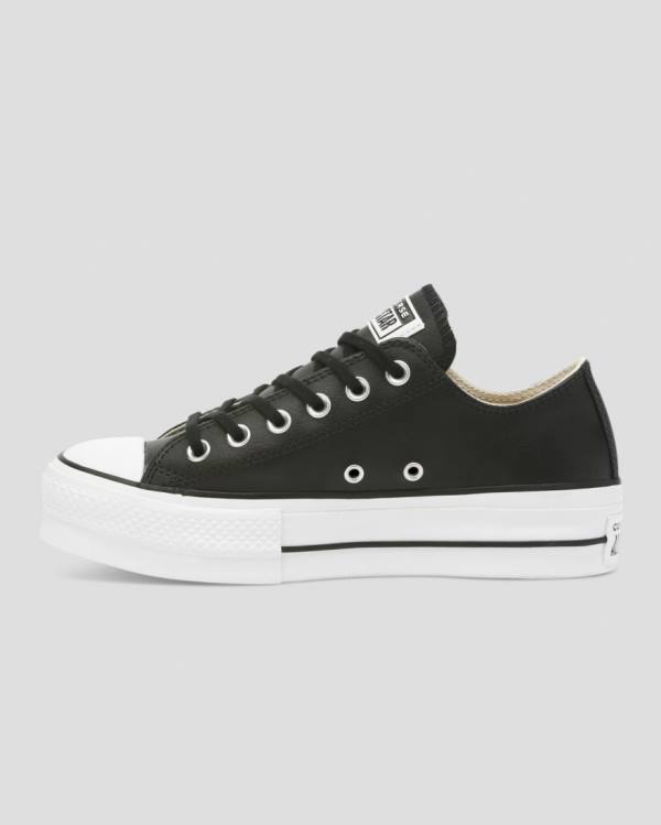 Zapatillas Bajas Converse Chuck Taylor All Star Lift Clean Cuero Tenis Negras | CV-625TOL