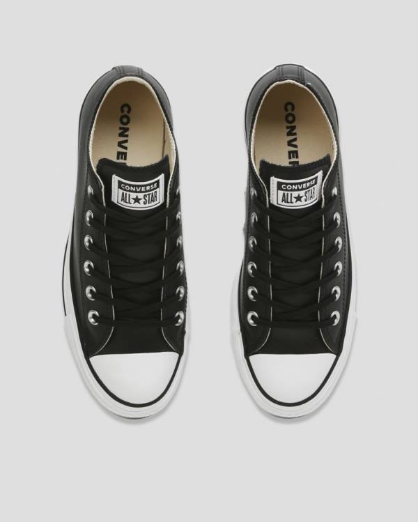 Zapatillas Bajas Converse Chuck Taylor All Star Lift Clean Cuero Tenis Negras | CV-625TOL