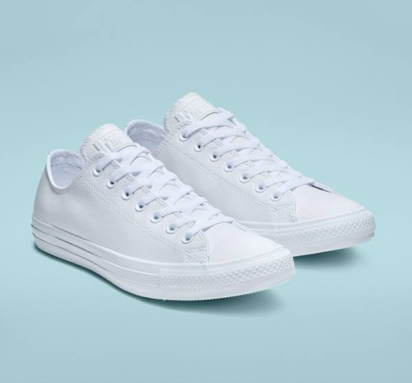 Zapatillas Bajas Converse Chuck Taylor All Star Cuero All White Tenis Blancas | CV-934ETL