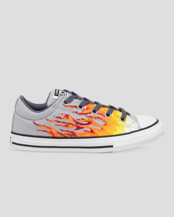 Zapatillas Bajas Converse Chuck Taylor All Star Calle Digi Flame Tenis Gris Amarillo | CV-965HBX