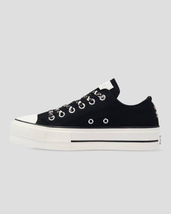 Zapatillas Bajas Converse Chuck Taylor Lift Archive Print Plataforma Tenis Negras | CV-945HFK