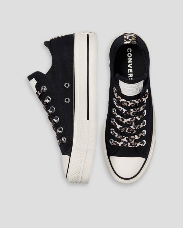 Zapatillas Bajas Converse Chuck Taylor Lift Archive Print Plataforma Tenis Negras | CV-945HFK