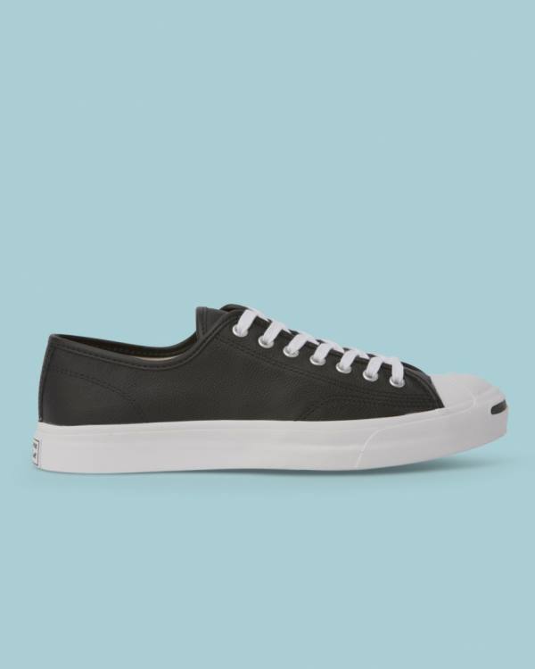 Zapatillas Bajas Converse Jack Purcell Foundational Cuero Tenis Negras | CV-596SQE