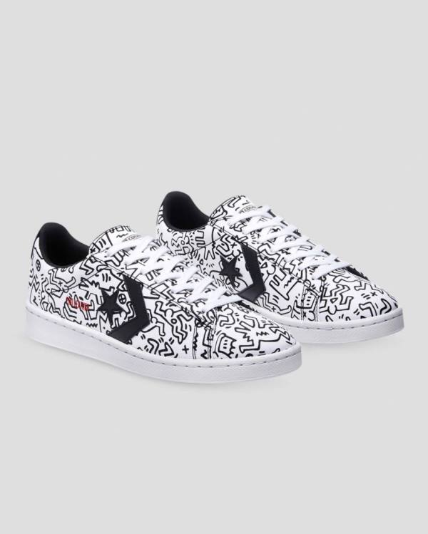 Zapatillas Bajas Converse Keith Haring Pro Cuero Tenis Blancas Negras Rojas | CV-651NJH