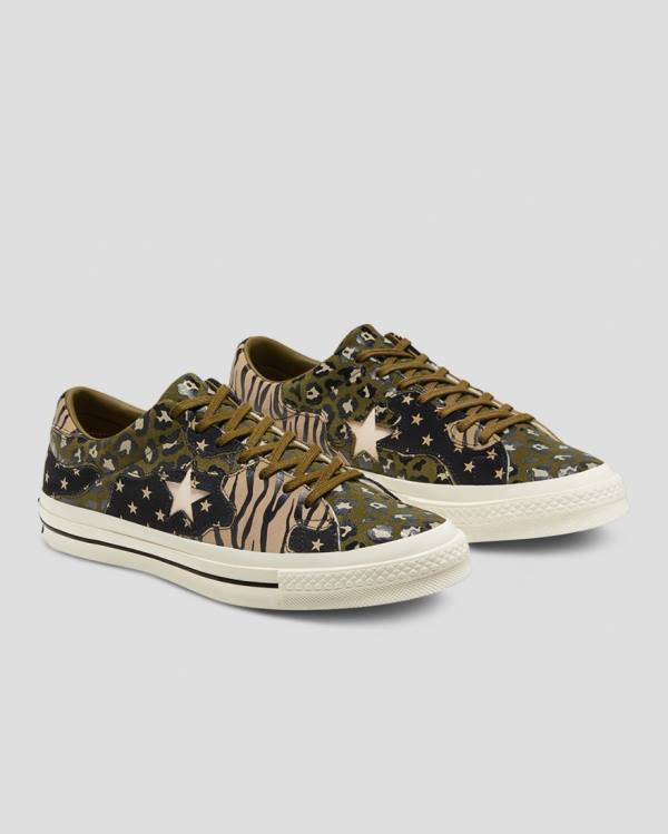 Zapatillas Bajas Converse One Star Archive Print Mix Tenis Verde Oliva Leopardo | CV-172ARJ