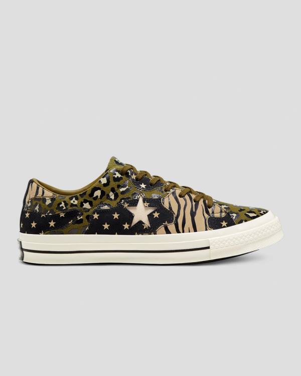 Zapatillas Bajas Converse One Star Archive Print Mix Tenis Verde Oliva Leopardo | CV-172ARJ