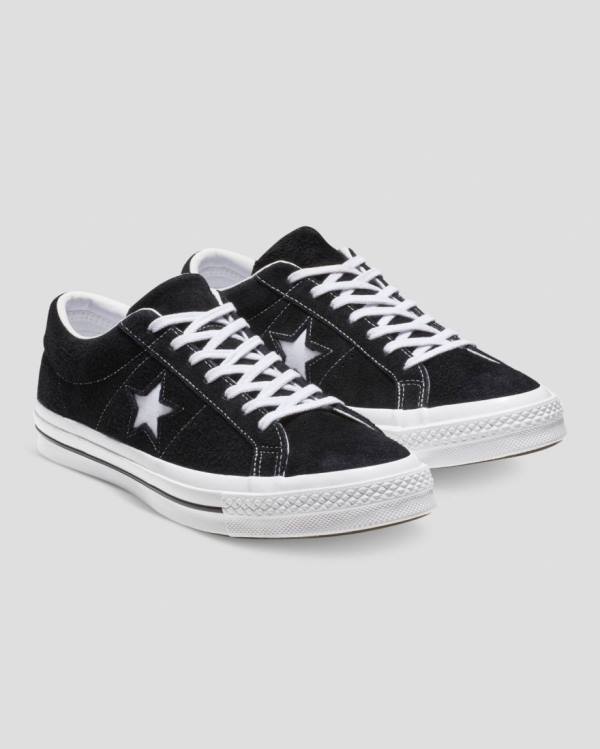 Zapatillas Bajas Converse One Star Premium Gamuza Tenis Negras | CV-846XYO