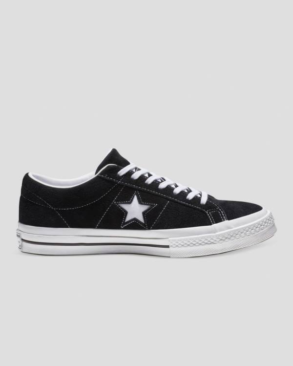 Zapatillas Bajas Converse One Star Premium Gamuza Tenis Negras | CV-846XYO