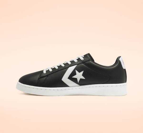 Zapatillas Bajas Converse Pro Cuero Tenis Negras Blancas | CV-945BEW