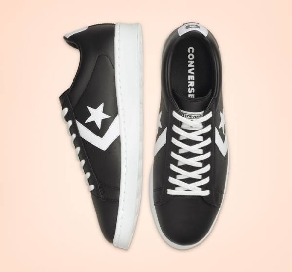 Zapatillas Bajas Converse Pro Cuero Tenis Negras Blancas | CV-945BEW