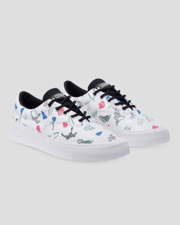 Zapatillas Bajas Converse Skid Grip 80s Archive Print Tenis Blancas | CV-758MZS