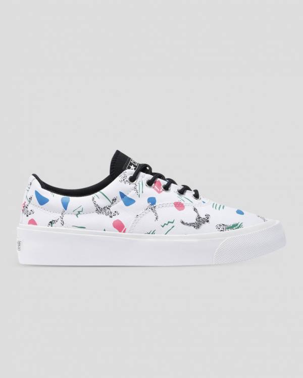 Zapatillas Bajas Converse Skid Grip 80s Archive Print Tenis Blancas | CV-758MZS