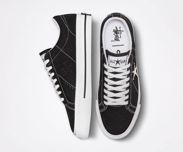 Zapatillas Bajas Converse Stussy One Star Tenis Negras Blancas | CV-601TJD